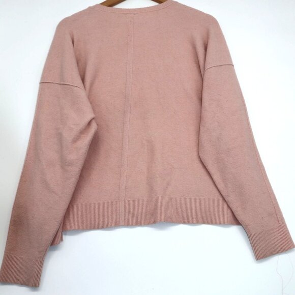Free People Pink Wool-Blend Oversized Sweater L Womens Long Sleeve Academia Boho - Picture 7 of 8